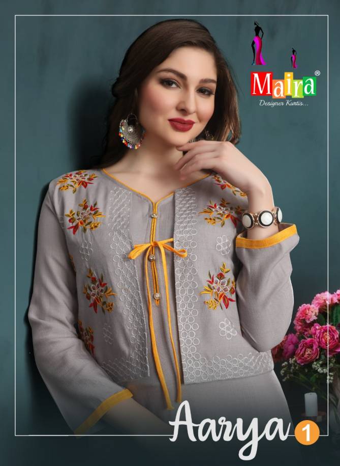 Maira Aarya 1 Latest Ethnic Wear Rayon Embroidery Designer Kurti Collection